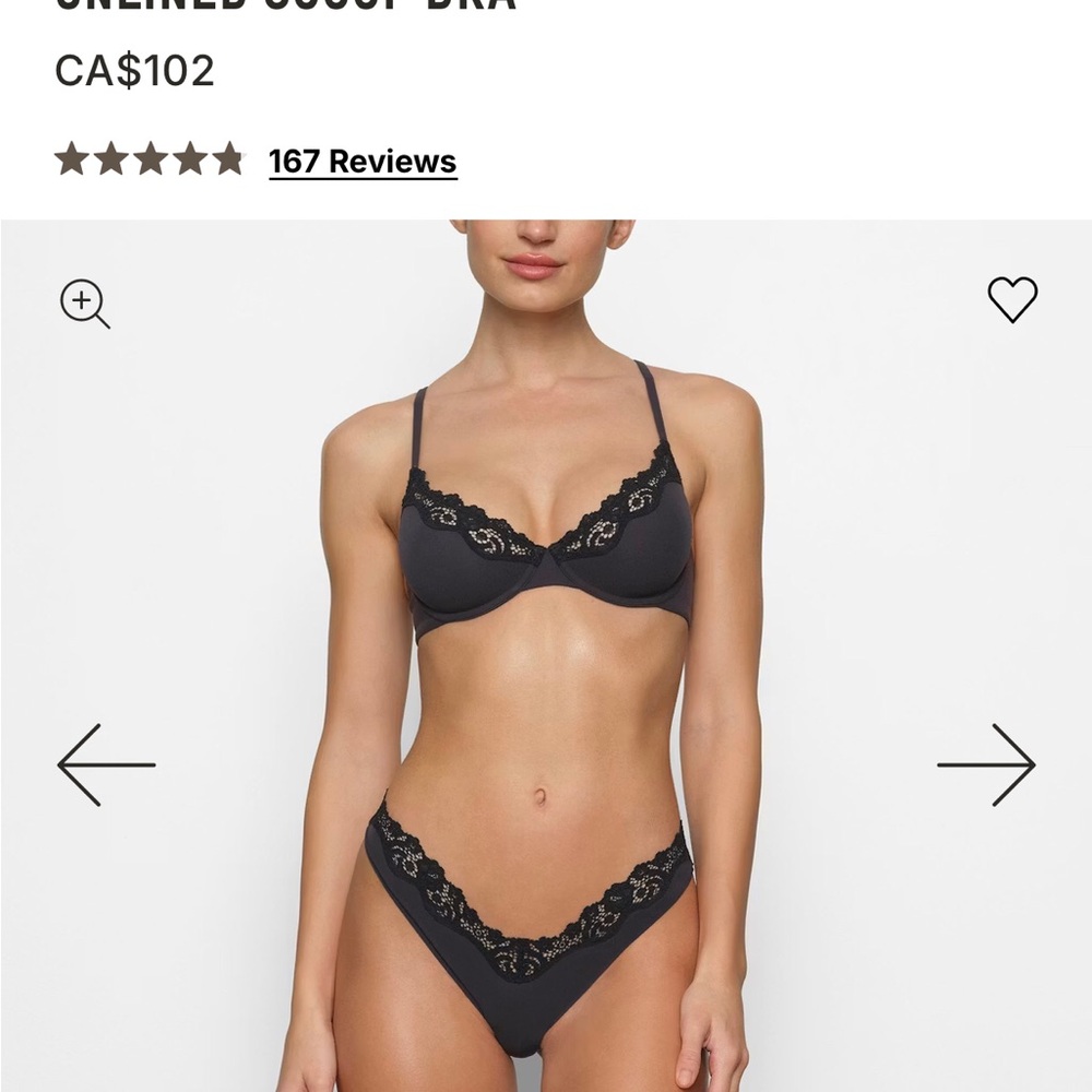 SKIMS Unlined Lace-Trim - Black size 40 DDD